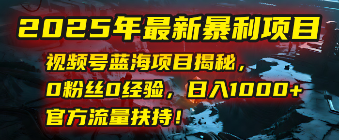 2025年最新暴利项目：视频号蓝海项目揭秘，0粉丝0经验，日入1000+，官方流量扶持！-欧乐副业网