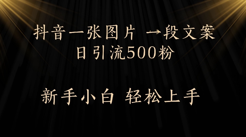 抖音一张图片，一段文案日引流500粉，新手小白 轻松上手-欧乐副业网