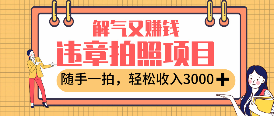 最新违章拍照赚钱，解气又赚钱的项目，随手一拍，轻松收入3000+-欧乐副业网