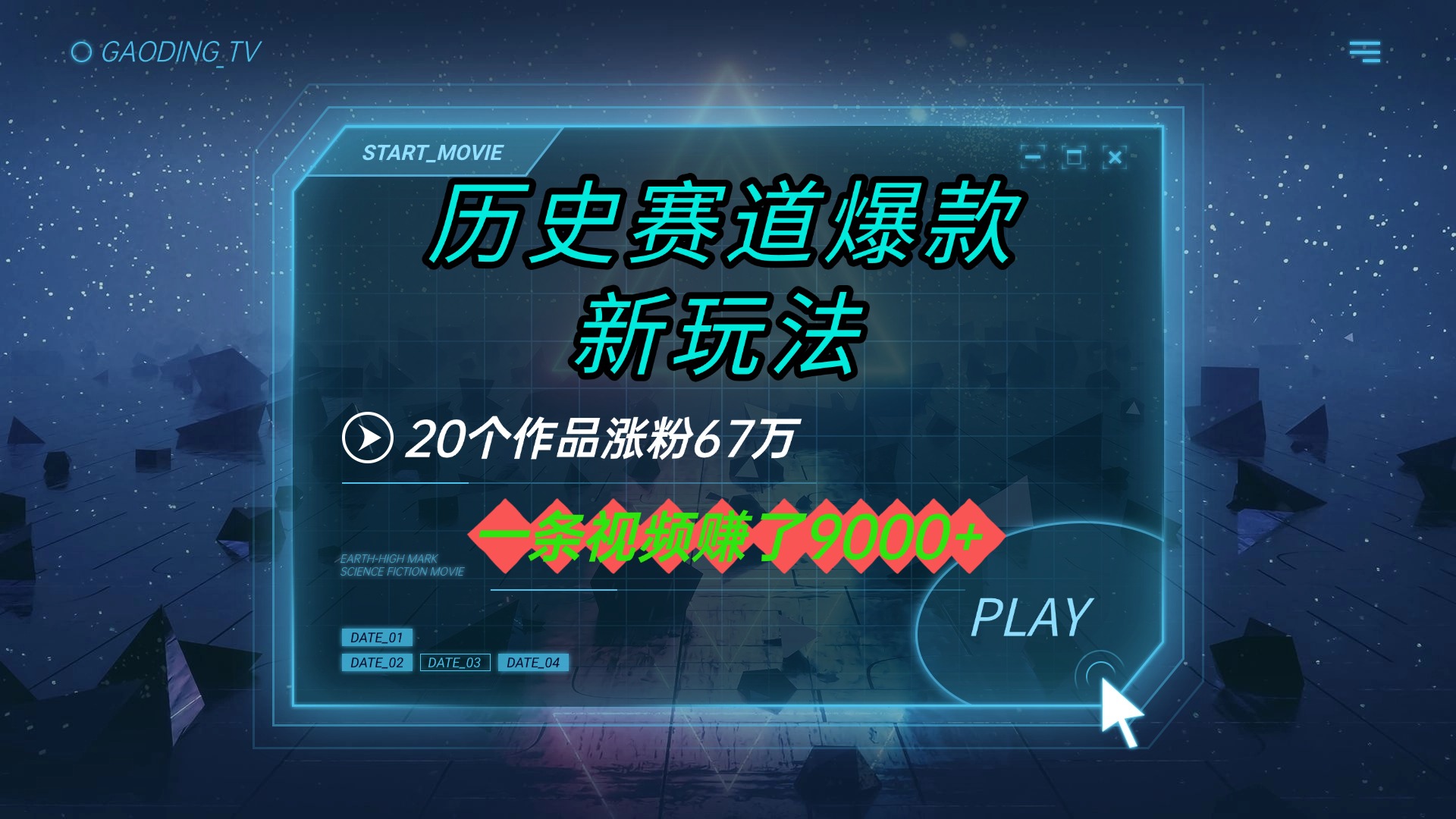 20个作品涨粉67万，一条视频赚了9000+，历史赛道爆款新玩法-欧乐副业网