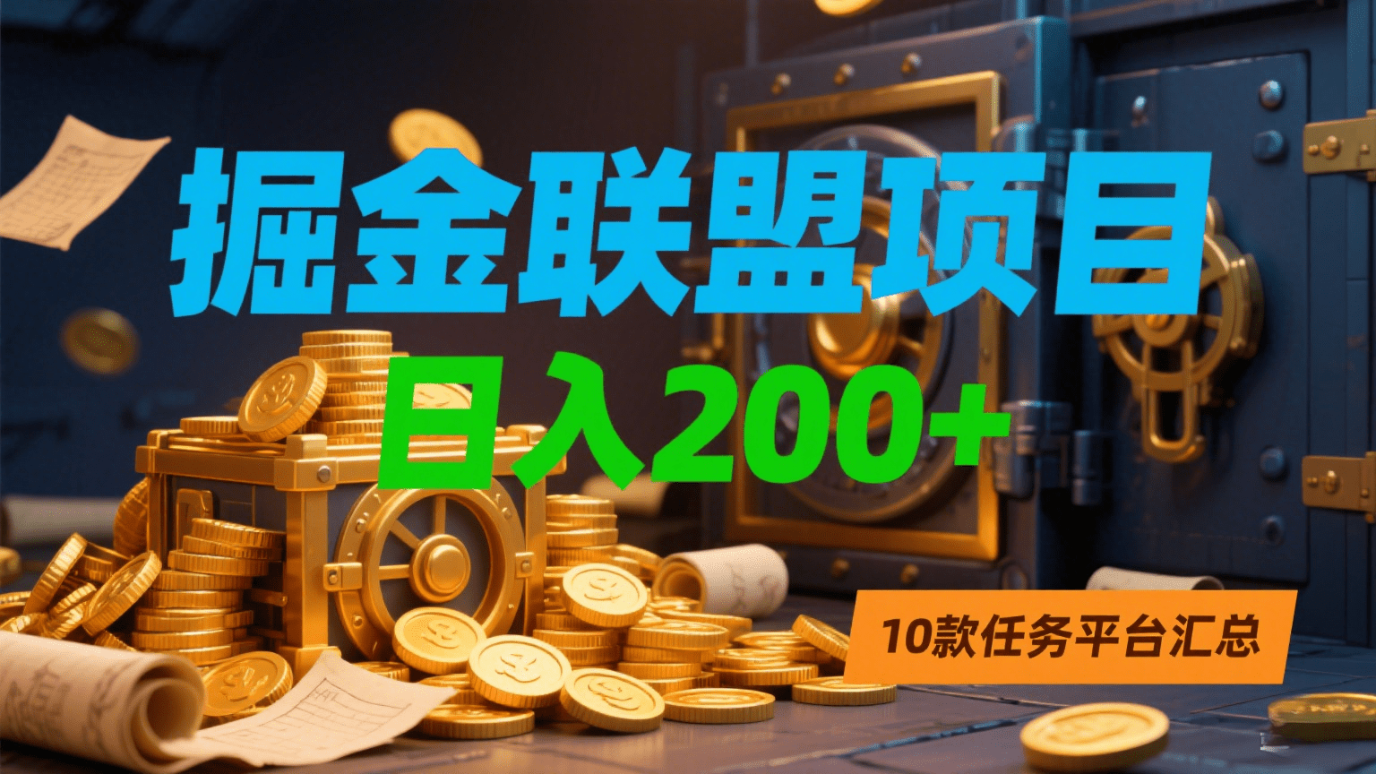 掘金联盟项目，日入200+，10款任务平台汇总-欧乐副业网