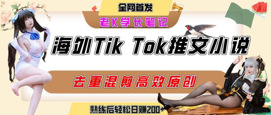 海外tiktok小说推文暴力项目，高停留率，高转化率，上手后一天搞顿饭钱不是问题-欧乐副业网