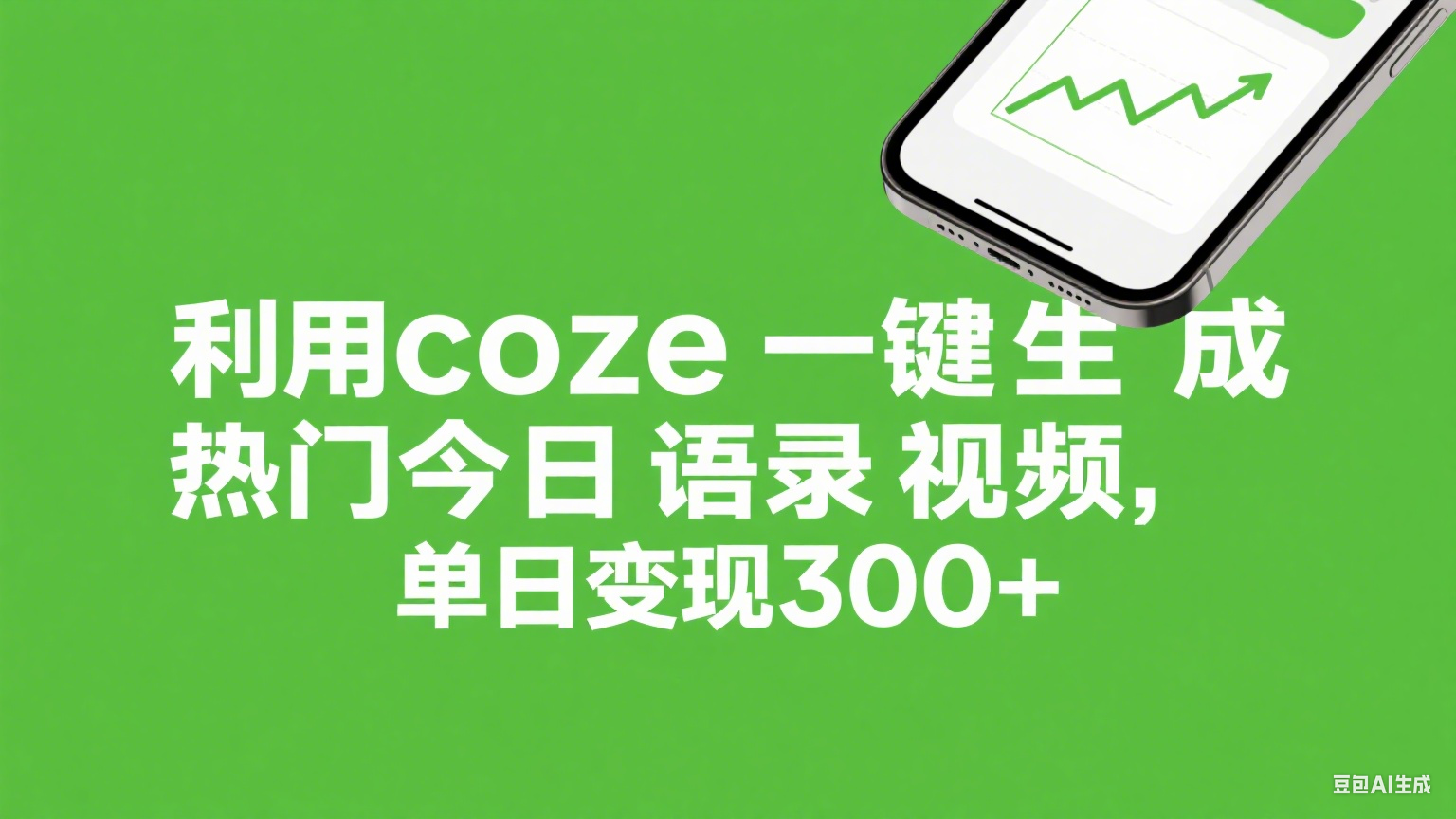 利用coze一键生成热门今日语录视频，单日变现300+-欧乐副业网