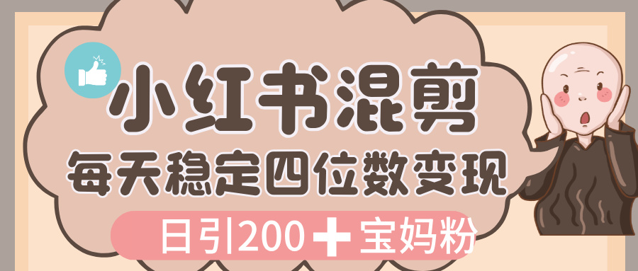 价值 3980 的小红书混剪， 虚拟变现，日引 200+宝妈创业粉，每天稳定四位数变现-欧乐副业网