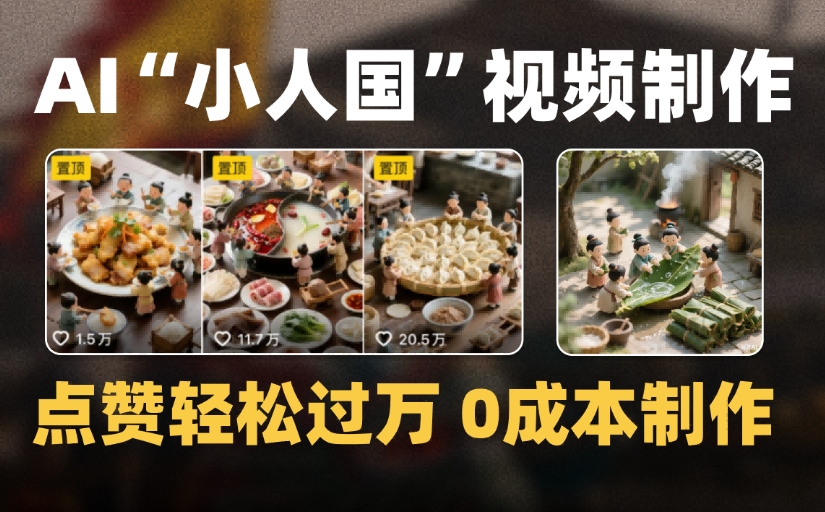 爆款1000W+微缩景观迷你小人国AI视频，0成本制作全流程教学-欧乐副业网