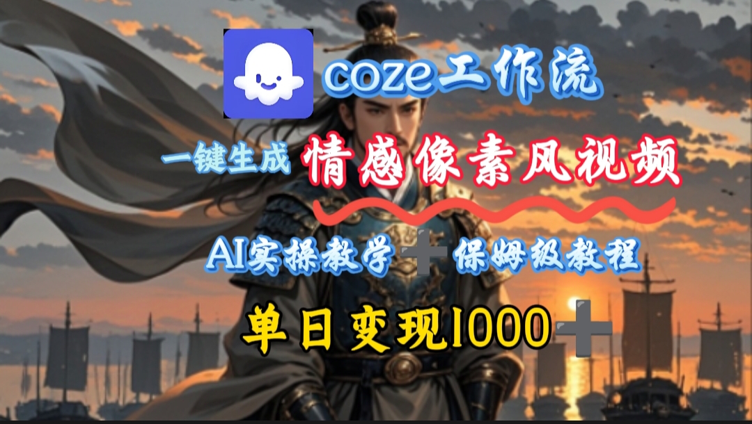 用coze工作流一键生成情感像素风视频，几分钟一条，单日变现500+-欧乐副业网