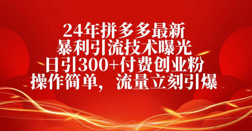 25年拼多多最新暴利引流技术曝光、日引300+付费创业粉操作简单，流量立刻引爆-欧乐副业网