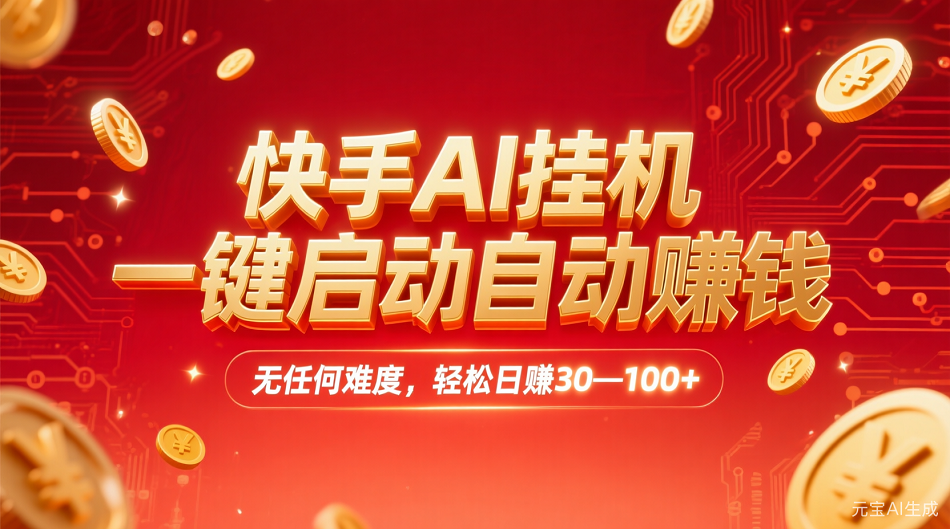 快手AI,一键启动自动赚钱 无任何难度,轻松一天30—100+-欧乐副业网