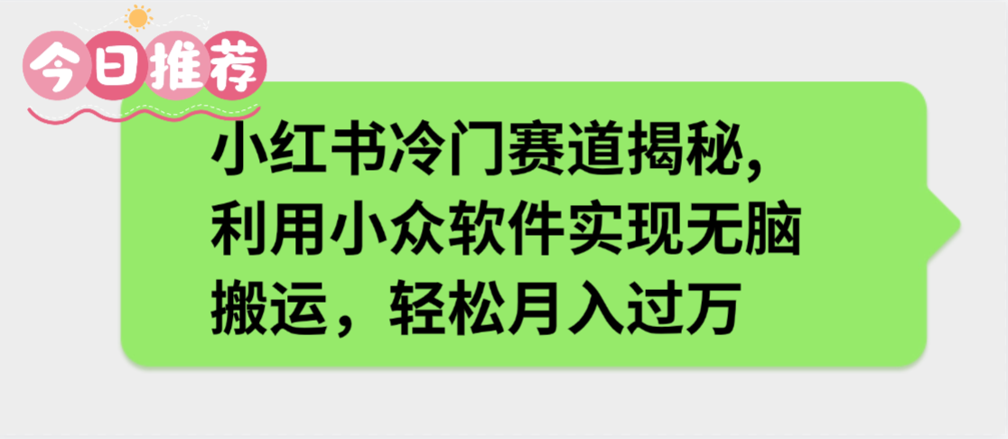 小红书冷门赛道揭秘,利用小众软件实现无脑搬运,轻松月入过万-欧乐副业网