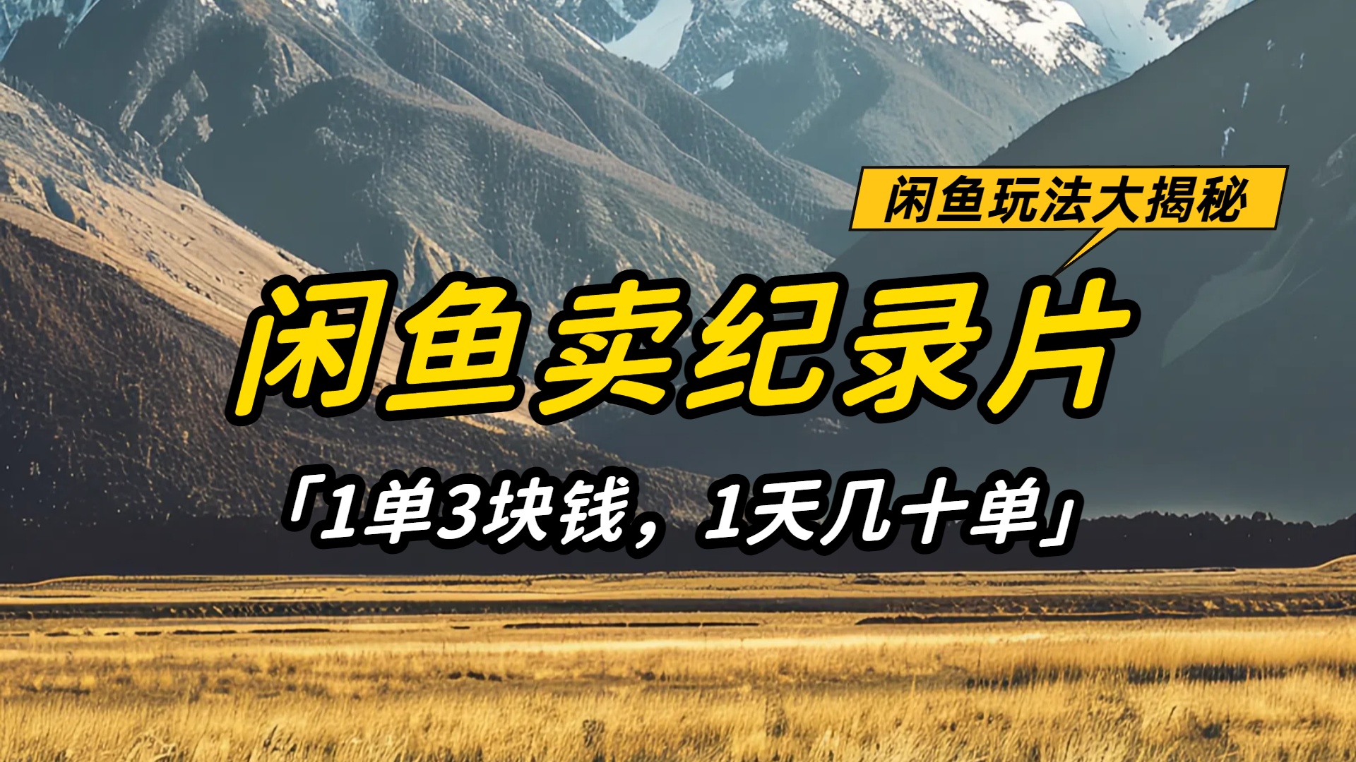 闲鱼卖纪录片1单3块钱,1天几十单,项目稳定有潜力-欧乐副业网